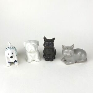 Ceramic Dog and Cat Salt and Pepper Shaker Set Cute Animal Kitchen Decor
